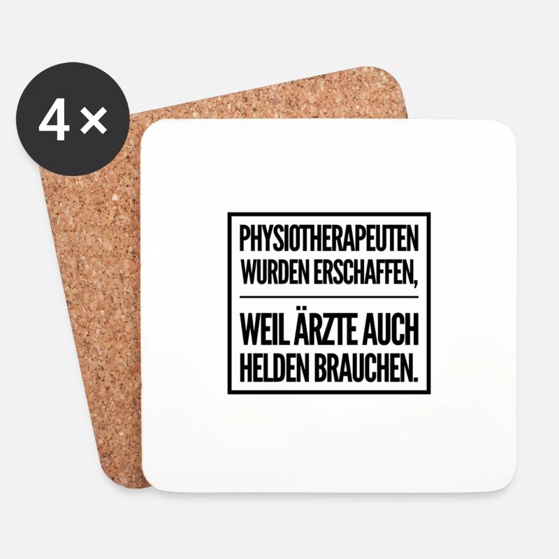 Physio Helden | Physiotherapeuten Beruf Geschenke - Untersetzer (4er-Set) - Weiß