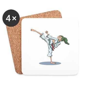Pied de karaté coup de pied - Dessous de verre (lot de 4) - blanc - Devant