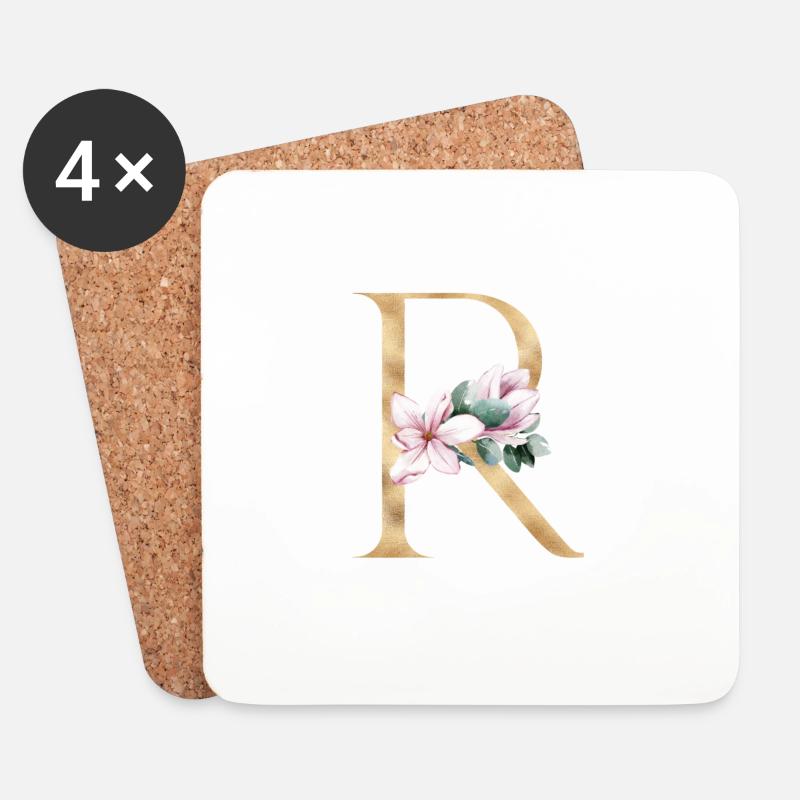 Alphabet R - Untersetzer (4er-Set) - Weiß