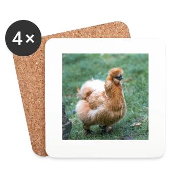 Dwarf-silky chicken (Dwarf silk chicken) - Coasters (set of 4) - white - Front