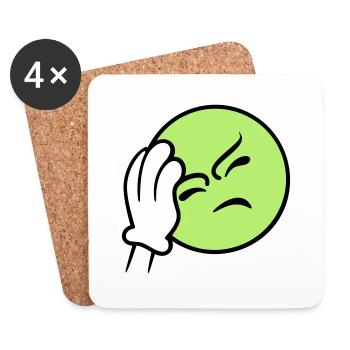 Emoticon Frustration / facepalm emoji (3c) - Untersetzer (4er-Set) - Weiß - Vorne