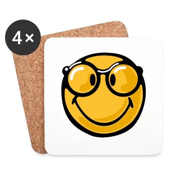 Smiley nerdy - Dessous de verre (lot de 4) - blanc - Devant