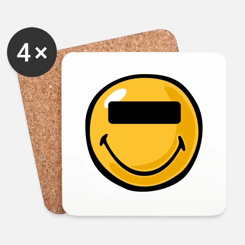 Smiley anonymous - Untersetzer (4er-Set) - Weiß