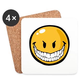 Smiley evil grin - Coasters (set of 4) - white - Front