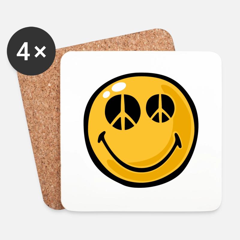Smiley peace eyes - Untersetzer (4er-Set) - Weiß