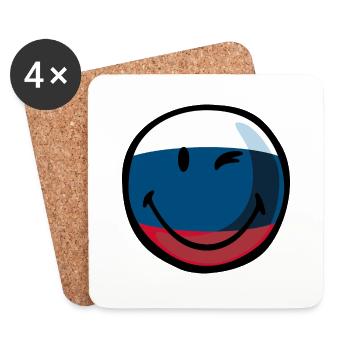 Smiley flag russia - Dessous de verre (lot de 4) - blanc - Devant