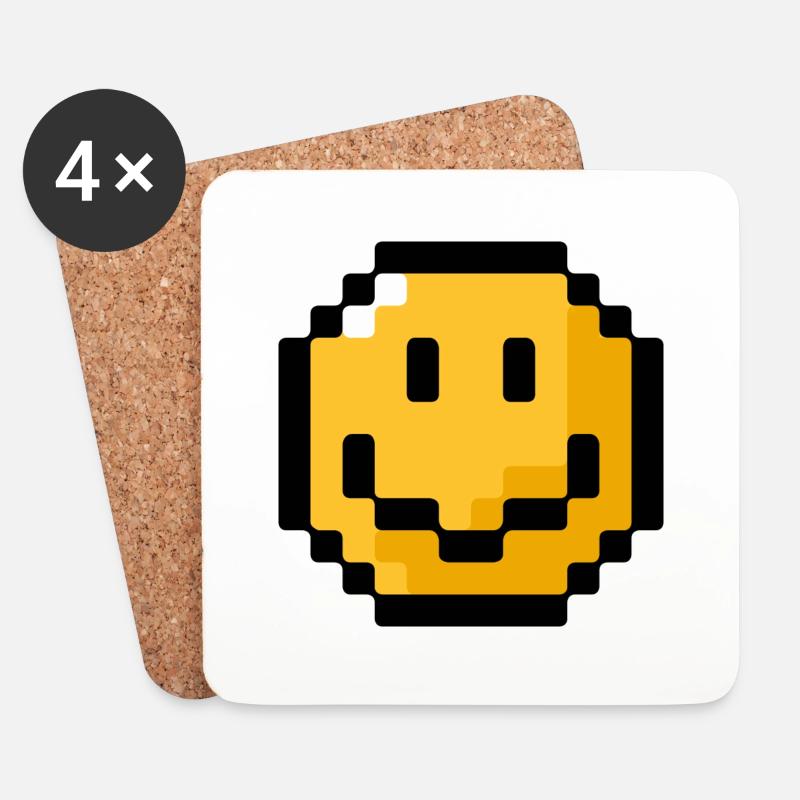 Smiley pixel - Untersetzer (4er-Set) - Weiß