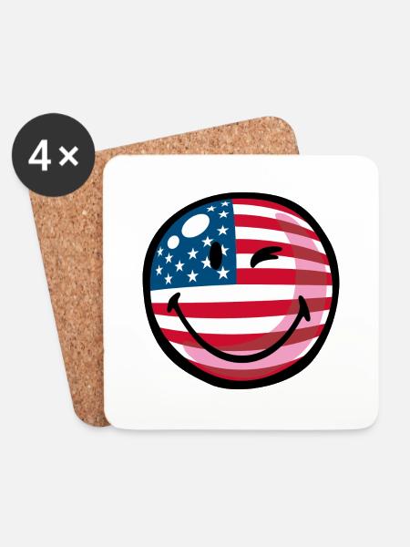 Smiley USA - Untersetzer (4er-Set) - Weiß