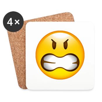 Smiley Glossy Anger - Dessous de verre (lot de 4) - blanc - Devant