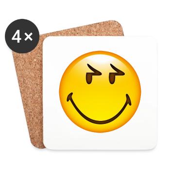 Smiley Glossy Eyelids - Coasters (set of 4) - white - Front