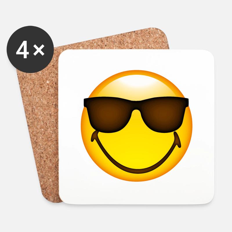 Smiley Glossy Sunglasses - Untersetzer (4er-Set) - Weiß