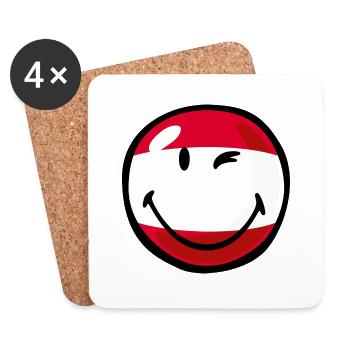 Smiley Flag Austria - Dessous de verre (lot de 4) - blanc - Devant