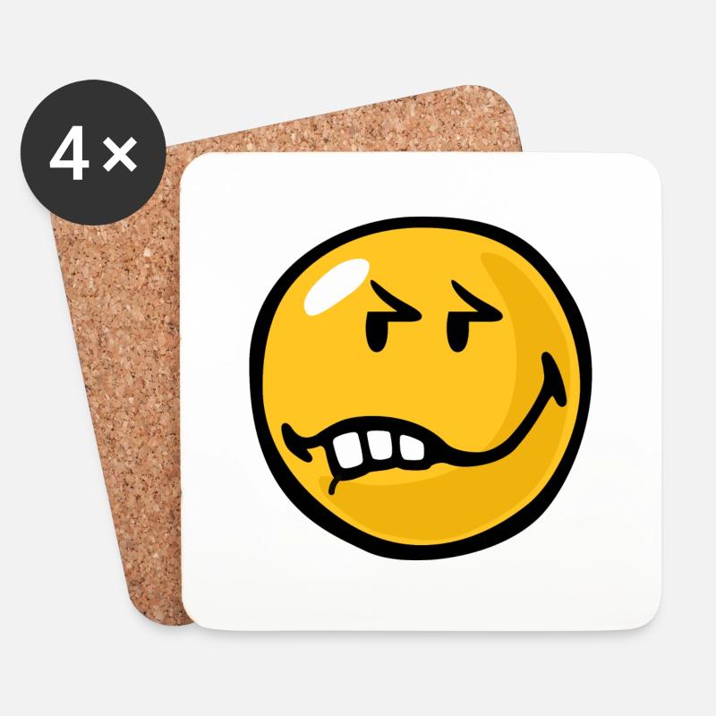 Smiley Anger Exasperation - Untersetzer (4er-Set) - Weiß