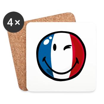 Smiley Flag France - Coasters (set of 4) - white - Front