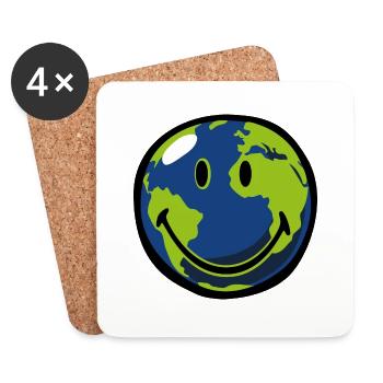 Smiley Earth - Untersetzer (4er-Set) - Weiß - Vorne