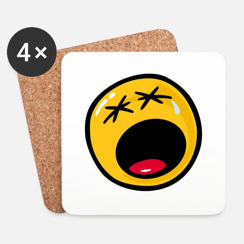 Smiley Sadness Miserable - Untersetzer (4er-Set) - Weiß