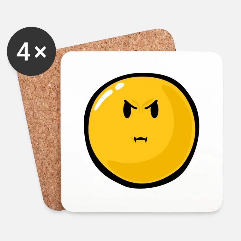 Smiley Anger Bitter - Untersetzer (4er-Set) - Weiß