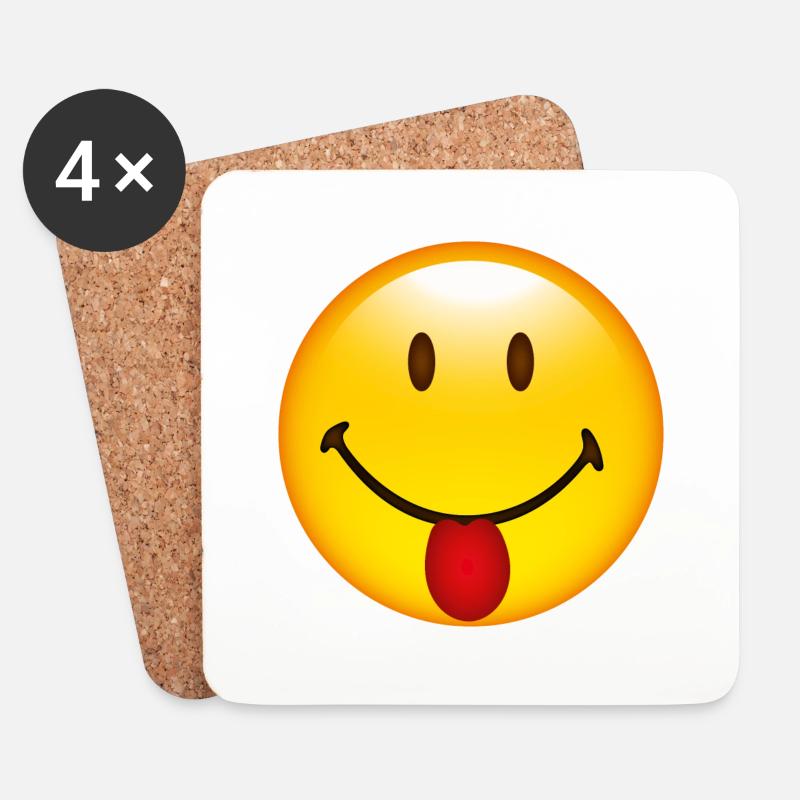 Smiley Cheeky - Untersetzer (4er-Set) - Weiß