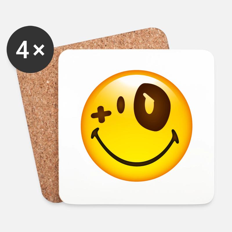 Smiley Blue Eye - Untersetzer (4er-Set) - Weiß