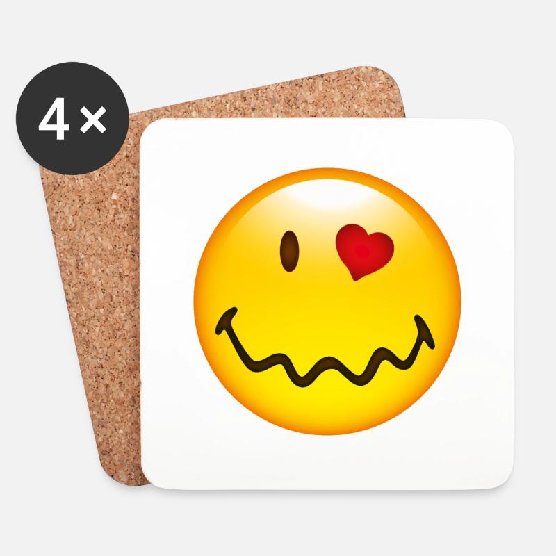Smiley Love Eye - Untersetzer (4er-Set) - Weiß