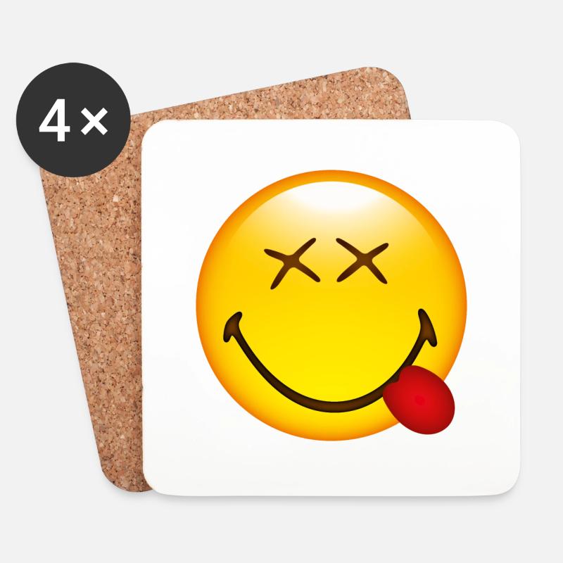 Smiley Tongue out - Untersetzer (4er-Set) - Weiß