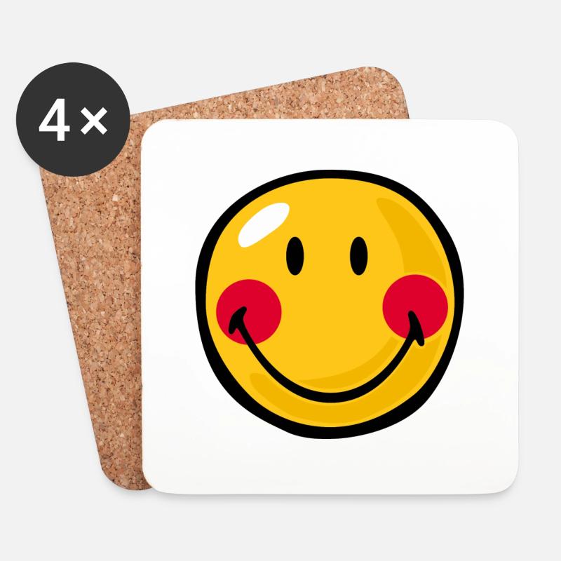 Smiley Blushed - Untersetzer (4er-Set) - Weiß