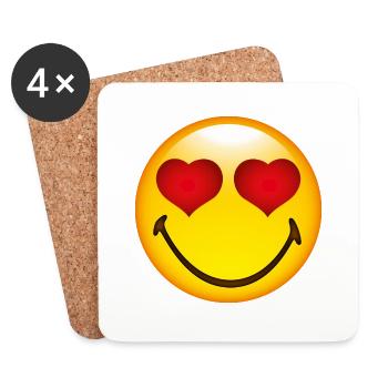 Smiley Heart - Untersetzer (4er-Set) - Weiß - Vorne