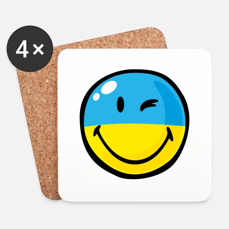 Smiley Ukraine - Untersetzer (4er-Set) - Weiß