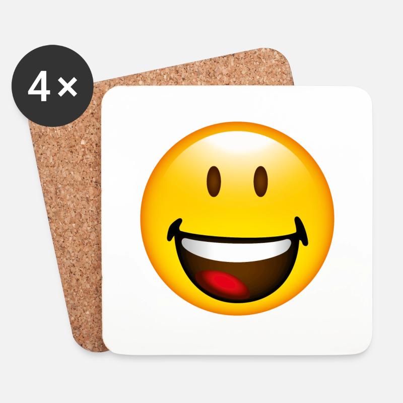 Smiley Laugh - Untersetzer (4er-Set) - Weiß