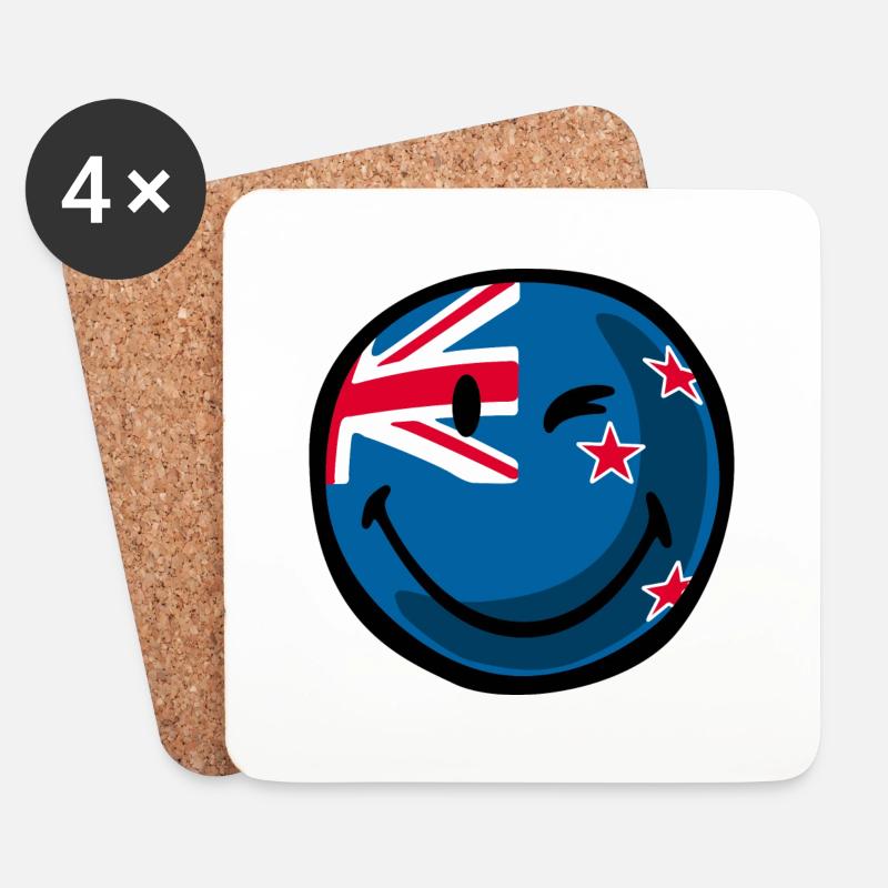 Smiley New Zealand - Untersetzer (4er-Set) - Weiß