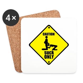 caution deposit only adult suck vorsicht - Dessous de verre (lot de 4) - blanc - Devant