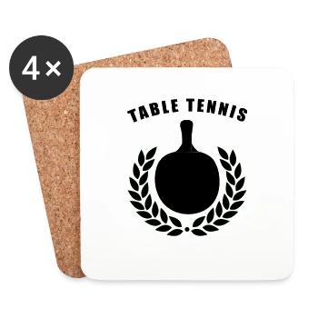 tennis de table - Dessous de verre (lot de 4) - blanc - Devant