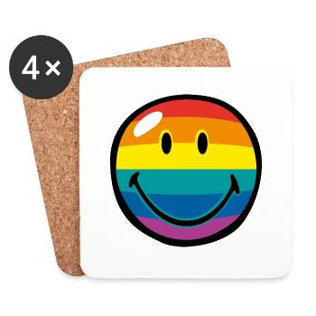 Smiley Rainbow Stripes - Dessous de verre (lot de 4) - blanc - Devant