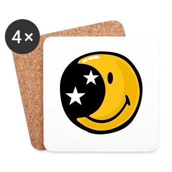 Smiley Moon Stars - Dessous de verre (lot de 4) - blanc - Devant