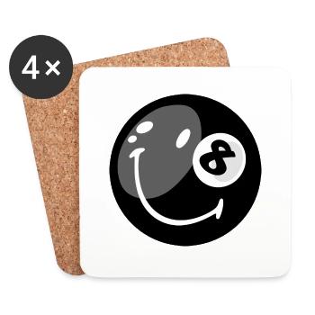 Smiley Pool Ball 8 - Untersetzer (4er-Set) - Weiß - Vorne