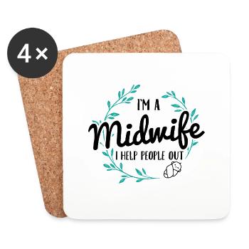 Midwife | Midwives profession obstetrician gifts - Coasters (set of 4) - white - Front