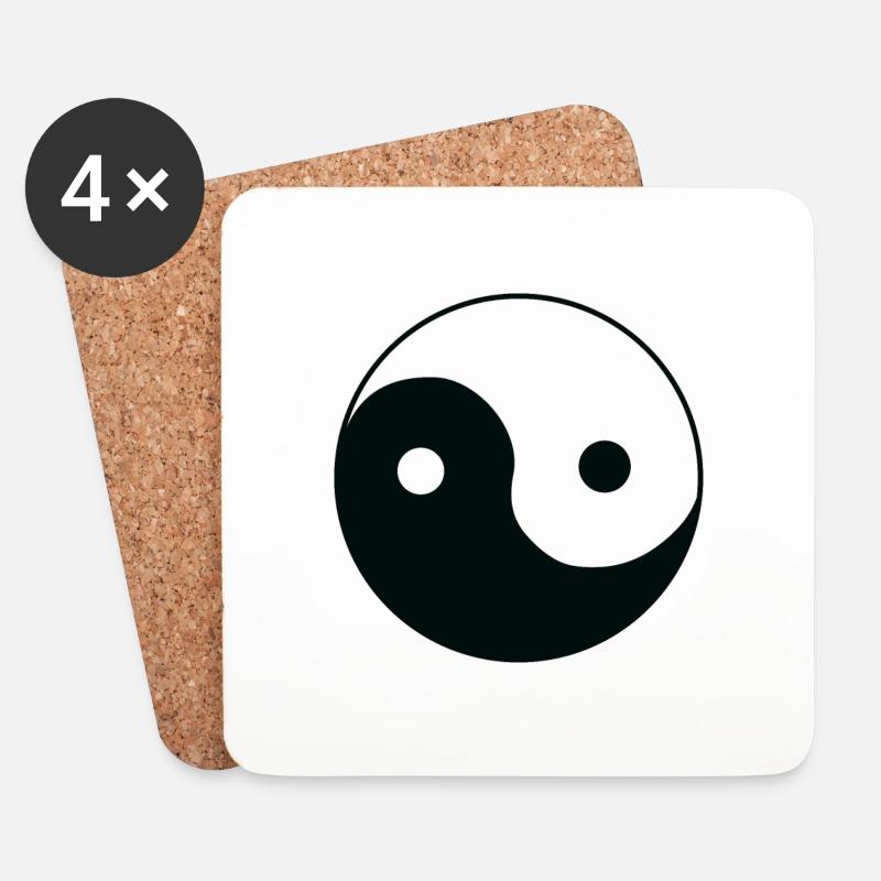 Ying und Yang in Schwarz-Weiß - Untersetzer (4er-Set) - Weiß