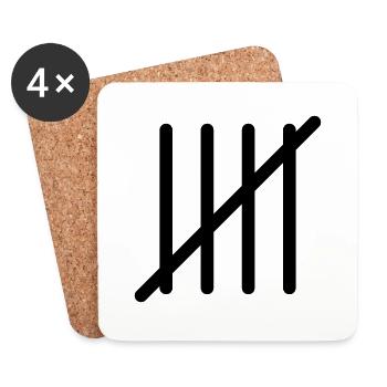 Prison Strokes Five - Tally Sheet - Coasters (set of 4) - white - Front