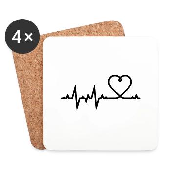 Coeur amour coeur coeur coeur cadeau - Dessous de verre (lot de 4) - blanc - Devant
