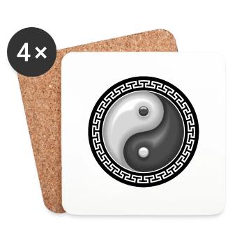 yin yang - Dessous de verre (lot de 4) - blanc - Devant