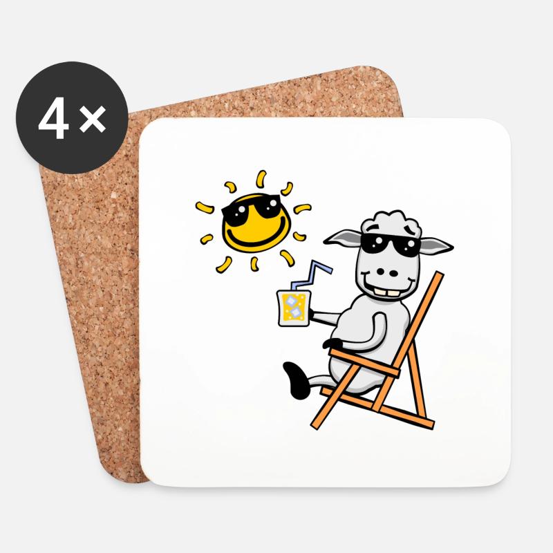 Lustiges Schaf! (ohne Text) - Untersetzer (4er-Set) - Weiß