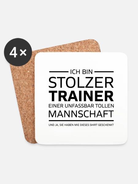 Ich bin Stolzer Trainer Manschaft Geschenk - Untersetzer (4er-Set) - Weiß