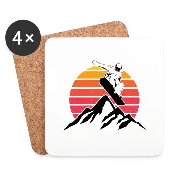 Snowboard Snowboarder Snowboarden Winter Geschenke - Untersetzer (4er-Set) - Weiß - Vorne