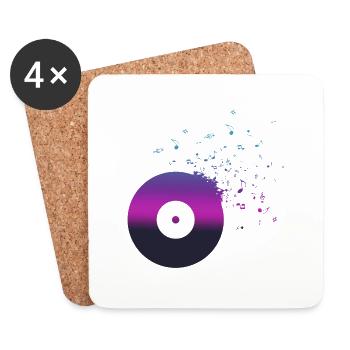 VINYL Schallplatte Musik Noten - Untersetzer (4er-Set) - Weiß - Vorne