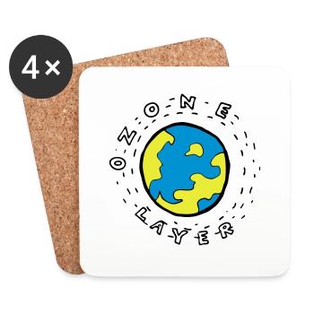 Earth's Ozone Layer Drawing - Coasters (set of 4) - white - Front