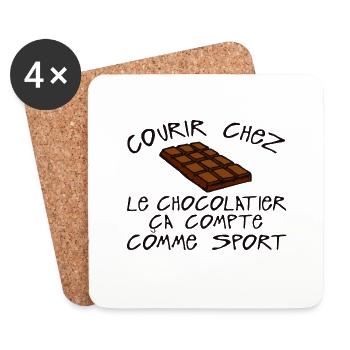 citation courir chocolatier sport humour compte ta - Dessous de verre (lot de 4) - blanc - Devant