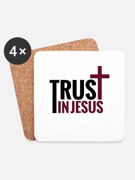Vertraue Jesus Gott Bibel Christlich - Untersetzer (4er-Set) - Weiß