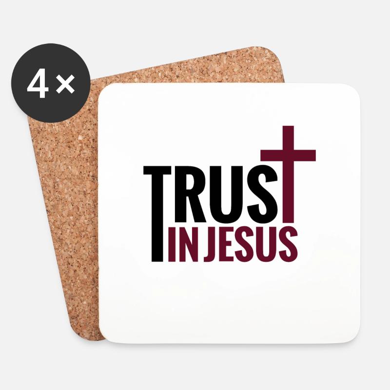 Vertraue Jesus Gott Bibel Christlich - Untersetzer (4er-Set) - Weiß