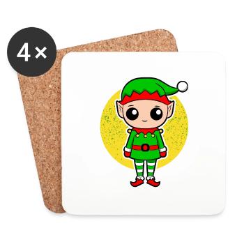Gnome for Christmas for kids and parents - Coasters (set of 4) - white - Front