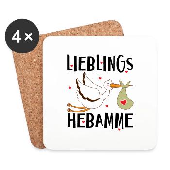 Lieblings Hebamme Hebammen Geburtshelfer Geschenke - Untersetzer (4er-Set) - Weiß - Vorne